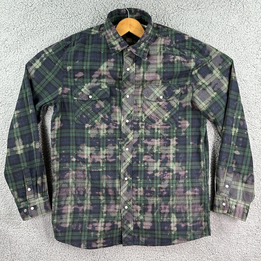 Outdoor Casuals Shirt Men's SZ L Pearl Snap Plaid Flannel Western Poetic Justice